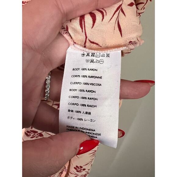 Faithful The Brand x Anthropologie Rivera Pink Floral Midi Wrap Dress Women's 2 - Picture 10 of 13